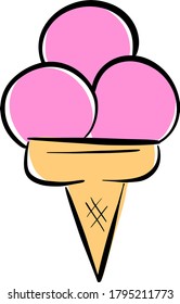 Cartoon Ice Cream In a Cone Vector Illustration