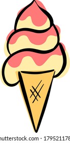 Cartoon Ice Cream In a Cone Vector Illustration