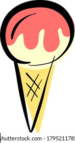 Cartoon Ice Cream In a Cone Vector Illustration