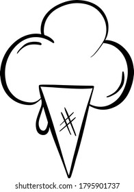 Ice crema de caricatura en una ilustración de un vector de cono