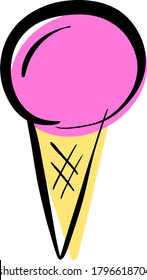 Cartoon Ice Cream In a Cone Vector Illustration