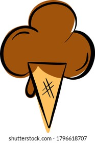 Cartoon Ice Cream In a Cone Vector Illustration