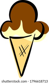 Cartoon Ice Cream In a Cone Vector Illustration