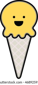 cartoon ice cream cone - vector illustration.