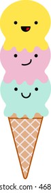 cartoon ice cream cone - vector illustration.