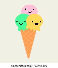 cartoon ice cream cones - vector illustration.