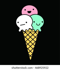 cartoon ice cream cones - vector illustration.