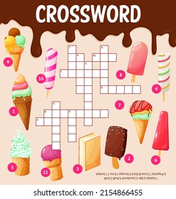 Cartoon Ice Cream Desserts Crossword Worksheet Stock Vector (Royalty ...