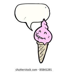 cartoon ice cream with face