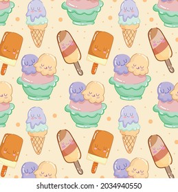 patrón divertido de helados de dibujos animados