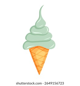 Cartoon ice cream green. Summer design