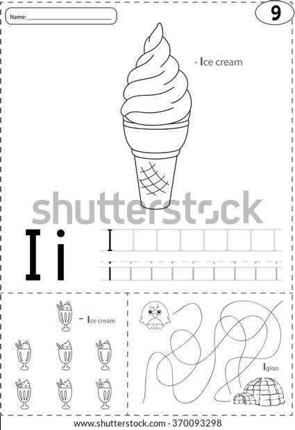 Cartoon Ice Cream Igloo Alphabet Tracing Stock Vector Royalty Free 370093298
