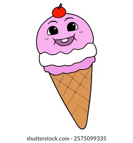 cartoon ice cream illustration hand drawn isolated vector