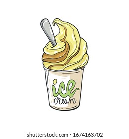 Cartoon ice cream isolated on a white background. Vector illustration