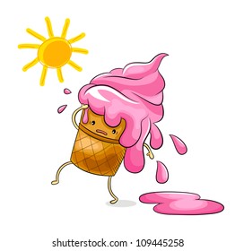 cartoon ice cream melting in the heat (JPEG available in my gallery)