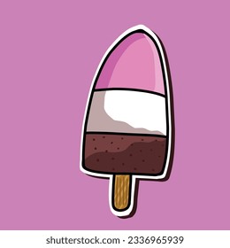 cartoon ice cream with rainbow color combination