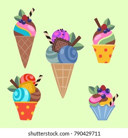 cartoon ice cream set