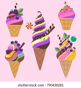 cartoon ice cream set