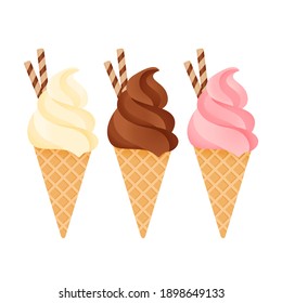 Cartoon ice cream set icon