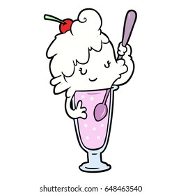 cartoon ice cream soda girl