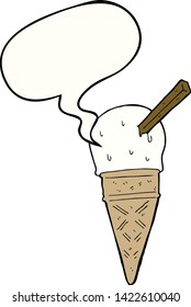 cartoon ice cream with speech bubble