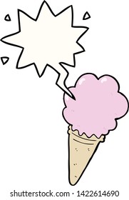 helado de dibujos animados con burbuja de habla