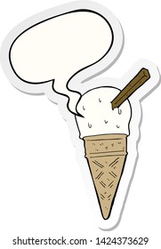 cartoon ice cream with speech bubble sticker