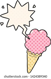 Cartoon-Eis mit Sprachblase im Comicstil