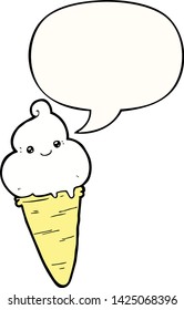 cartoon ice cream with speech bubble