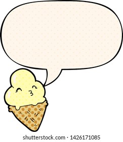 Cartoon-Eis mit Sprachblase im Comicstil