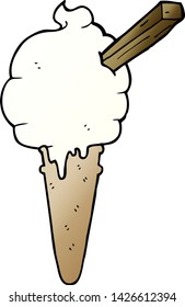 cartoon ice cream with speech bubble in smooth gradient style