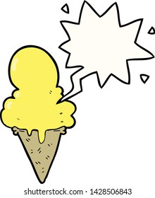 helado de dibujos animados con burbuja de habla
