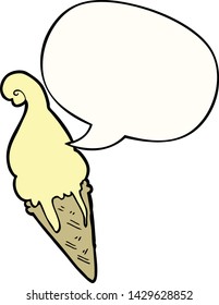 helado de dibujos animados con burbuja de habla