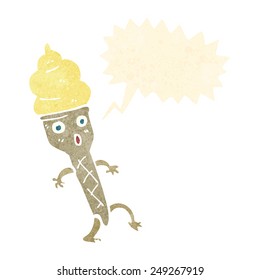 cartoon ice cream with speech bubble