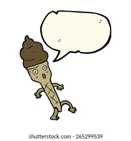 cartoon ice cream with speech bubble