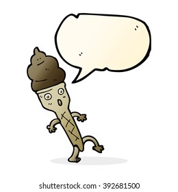 cartoon ice cream with speech bubble