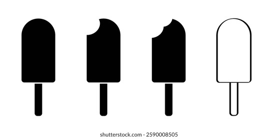 Cartoon ice cream stick. Icecream logo. Ice pop or ice lolly. Popsicles icon. Summer food.