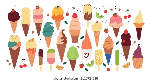 cartoon ice cream sticker set