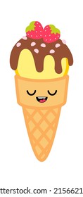 Cartoon Ice cream. Sweet Food Icon. Vector illustration