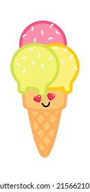 Cartoon Ice cream. Sweet Food Icon. Vector illustration