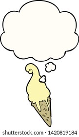 cartoon ice cream with thought bubble