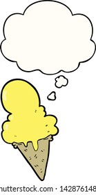 cartoon ice cream with thought bubble