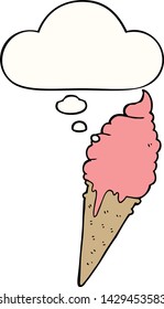 cartoon ice cream with thought bubble