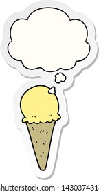 cartoon ice cream with thought bubble as a printed sticker
