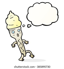 cartoon ice cream with thought bubble