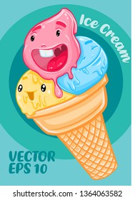 Cartoon ice cream vector.