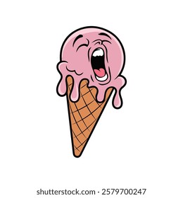 Cartoon Ice cream vector, Ice cream funny character vector art illustration