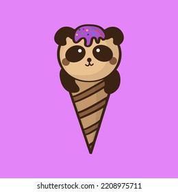 Cartoon Ice cream Vector illustration Isolated on pink background