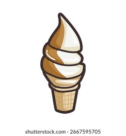 cartoon ice cream vector in white and brown colors