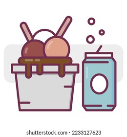 Cartoon ice cream water jar. Natural background. Sweet food. Vector illustration. stock image. 